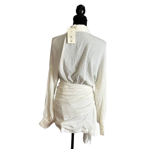 Atoir White Mini Shirt Dress SMALL Designer Wrap Draped Career Office $335 NEW - Picture 7 of 8